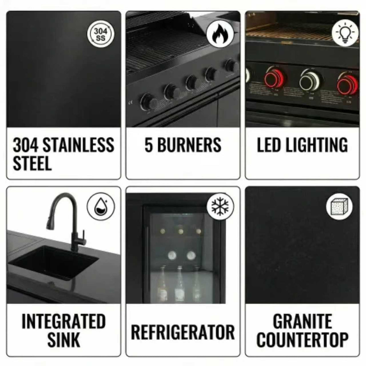 84-Inch Deluxe Stainless Steel Gas Outdoor Kitchen Barbecue Island Grill