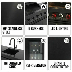 84-Inch Deluxe Stainless Steel Gas Outdoor Kitchen Barbecue Island Grill