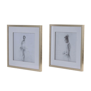 19.7x19.7" Ballet Dancer Art, Set of 2