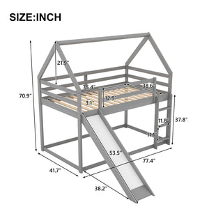 House Shape Bunk Bed With Slide And Ladder
