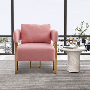 Modern Decorative Chair Teddy Fleece Upholstered And Metal Foot