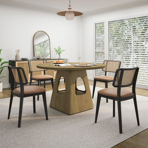 Farmhouse Round Dining Table With Storage Base