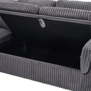 Convertible U-Shaped Sectional Sofa Bed With USB Ports And Storage