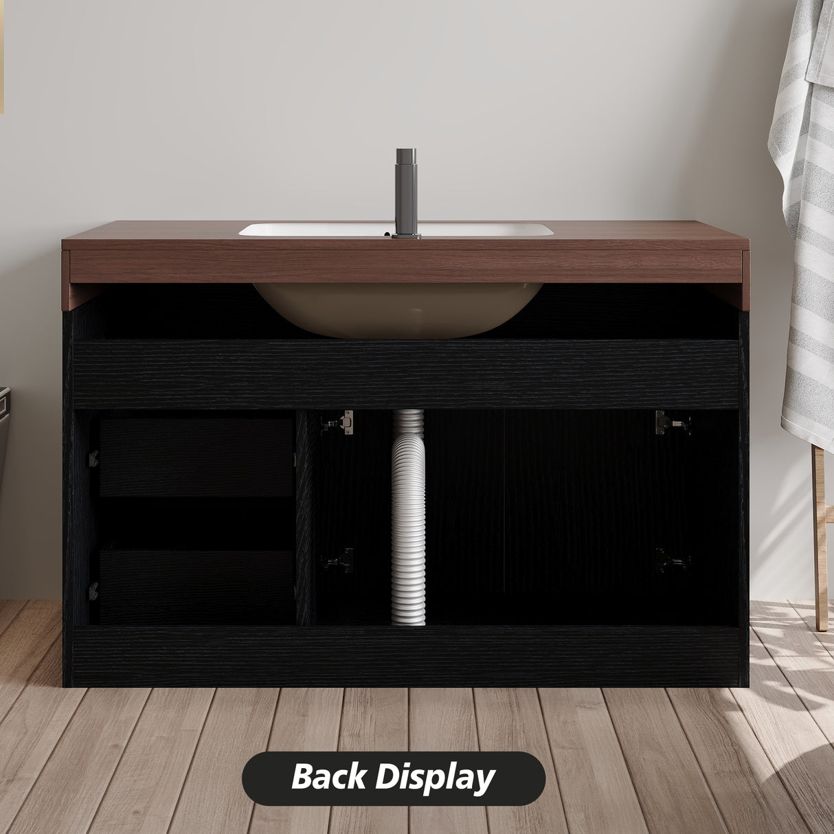 36" Floating Bathroom Vanity with Ceramic Sink and Faux Marble Top