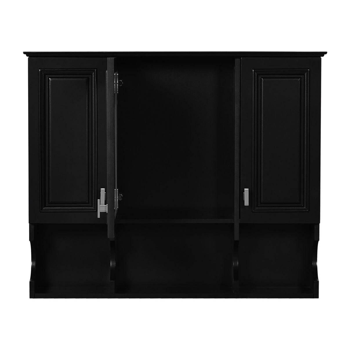 Wall Mounted Bathroom Medicine Wall Cabinet With Mirror & Open Shelves