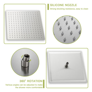 16" Ceiling Mount Square Shower System With Waterfall Tub Spout And Rough In Valve