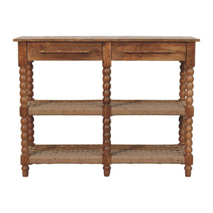 Solid Wood Spindle Woven Console