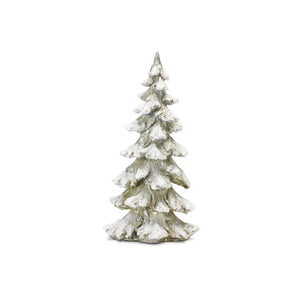 Frosted Pine Tree Decor with Silver Finish (Set of 4)