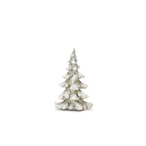 Frosted Pine Tree Decor with Silver Finish (Set of 4)
