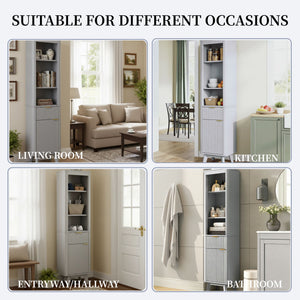 Tall Bathroom Storage Cabinet With Adjustable Shelves And 1 Drawer & Door