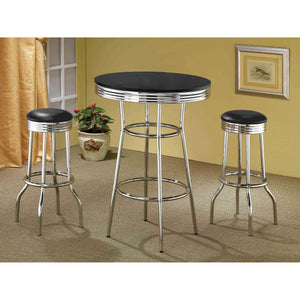 Round Bar Table With Retro Design - Black