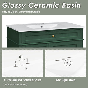 Bathroom Vanity With Top Sink, 2 Drawers And Tip Out Drawer