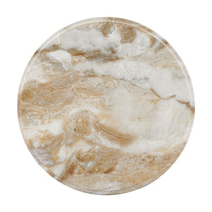 Marble-Look Stool - 18.5-Inch Accent Table