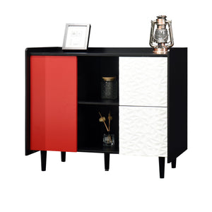 Modern Sideboard Buffet Cabinet With Doors And Unique Panel Styling