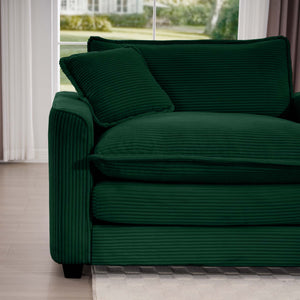 Modern Upholstered 4 Seater Fabric Sofa With Arm And Throw Pillows