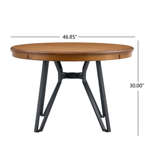 Mid Century Modern Round Dining Table With Metal Legs And Open Shelf - Best Buy Furniture