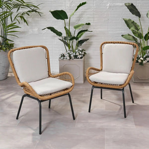 Outdoor Wicker Club Chair With Cushions (Set of 2) - Best Buy Furniture
