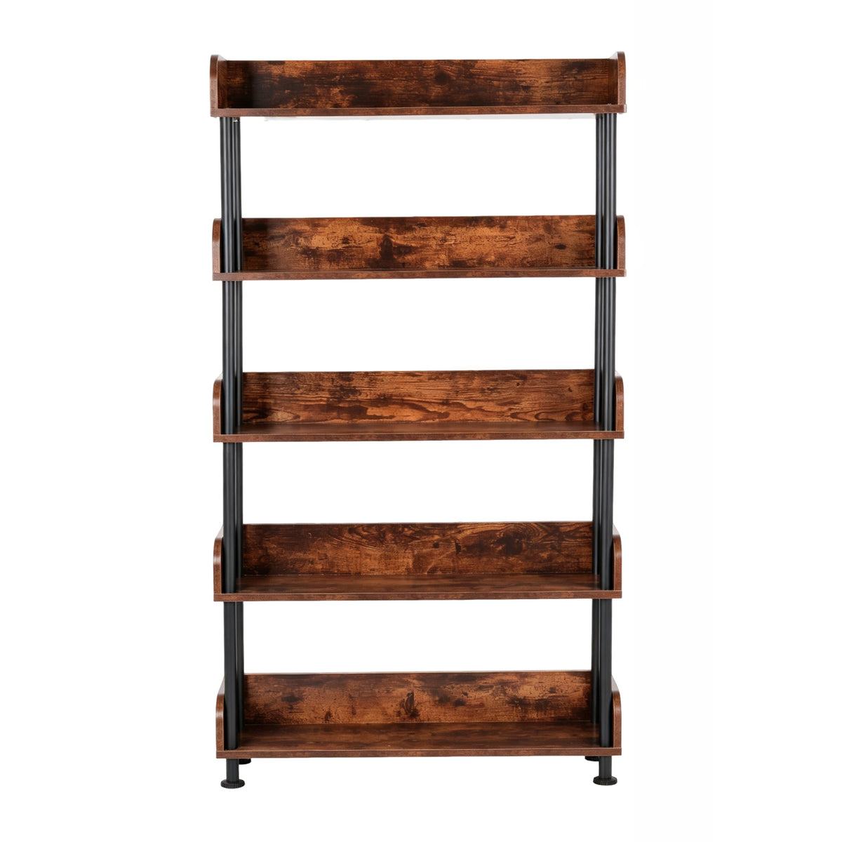5-Tier Industrial Bookshelf, Open Rustic