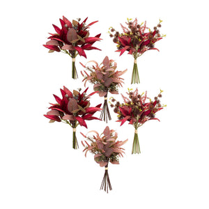 Fall-Burgandy-Foliage-and-Thistle-Bundle-Bouquet-(Set-of-6)-Artificial-Flowering-Plants