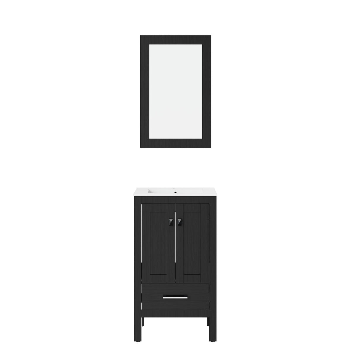 Goodyo Bathroom Vanity Sink Combo with Water-Grain Top - Black