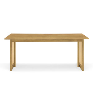 Natural Rubber Wood Dining Table with Rattan Accents
