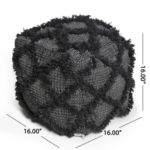 Jumanji Handcrafted Wool and Cotton Pouf - Brown