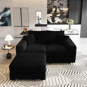 Convertible Deep Seat Sofa With Soft Pillows And Ottomans
