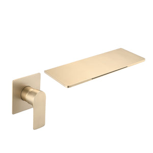 Modern Stainless Steel Waterfall Bathroom Sink Faucet With Single Handle Wall Mount