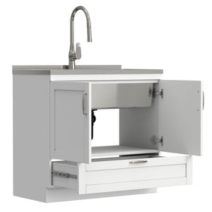 Reed - Deluxe Laundry Cabinet With Pull-Out Faucet And Stainless Steel Sink