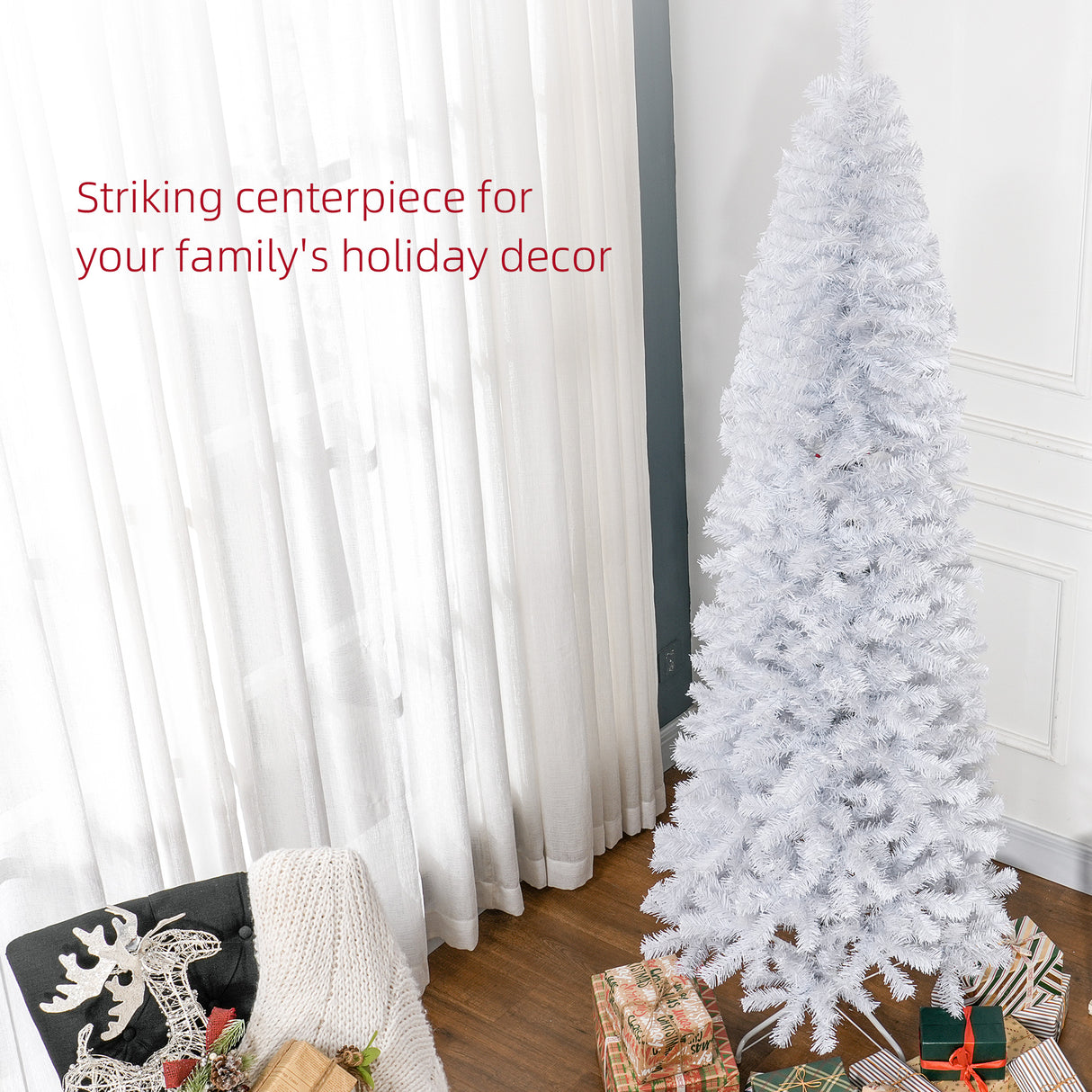 HOMCOM 7ft Pencil Christmas Tree