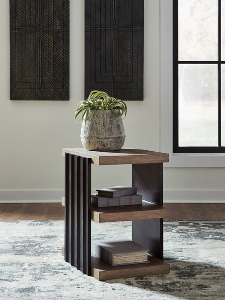 Rylandyn - Rectangular End Table - Black / Light Brown