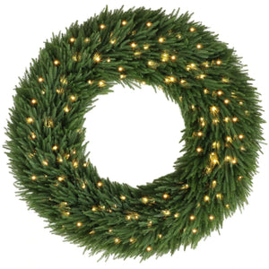48 In Artificial Norfolk Pine Christmas Wreath, Pre-Lit