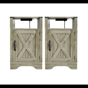 Farmhouse Nightstand, Charging Station & Storage