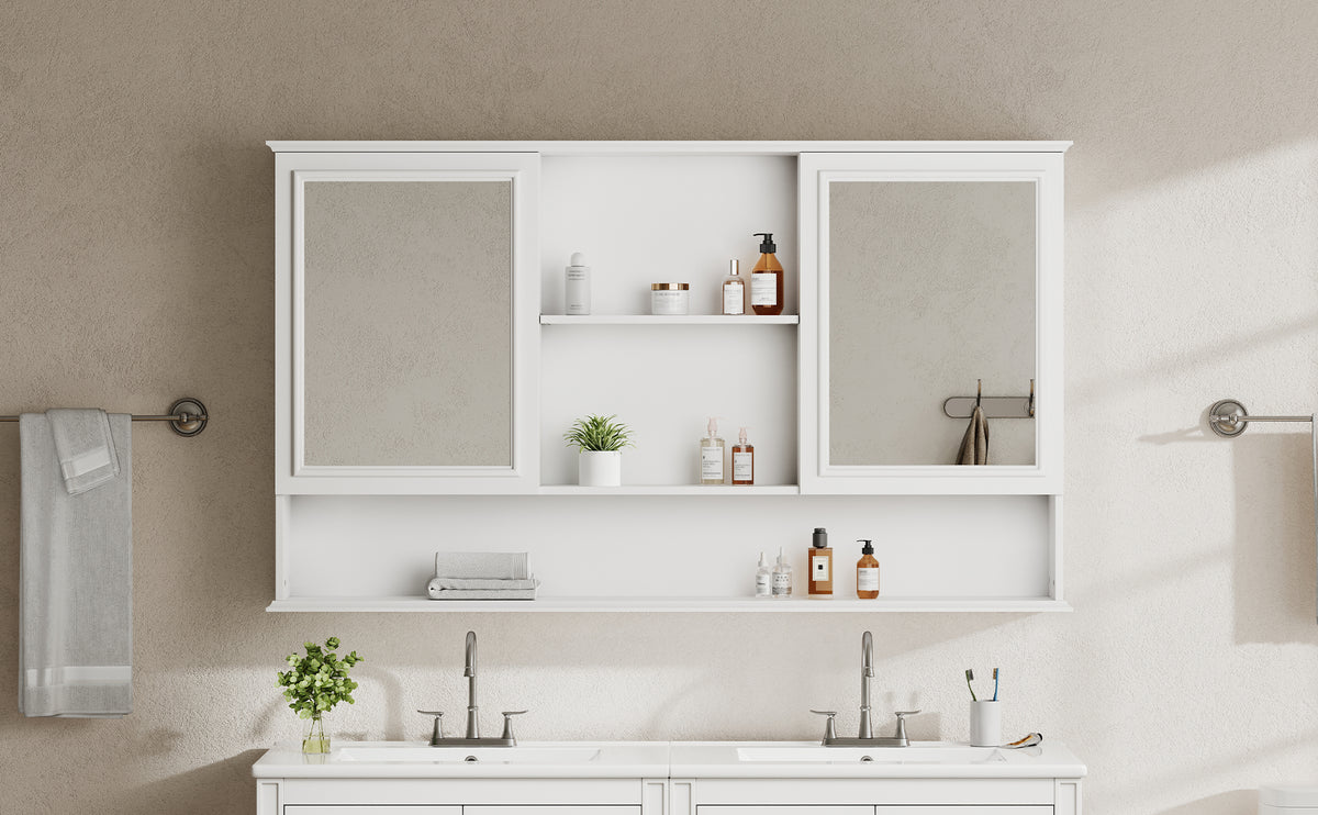 60" Wall-Mounted Bathroom Medicine Cabinet with Mirrors