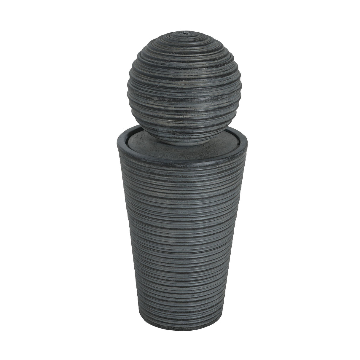 31.5" Tall Striped Column Fountain With LED Light Design For Outdoor Spaces - Gray