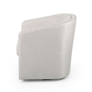 Modern Upholstered Swivel Club Chair With Nailhead Trim