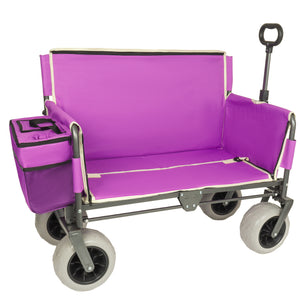 3-in-1 Heavy-Duty Folding Wagon Cart with Bench Seat & Storage