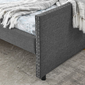 Upholstered Tufted Daybed With 2 Drawers, Waved Arms