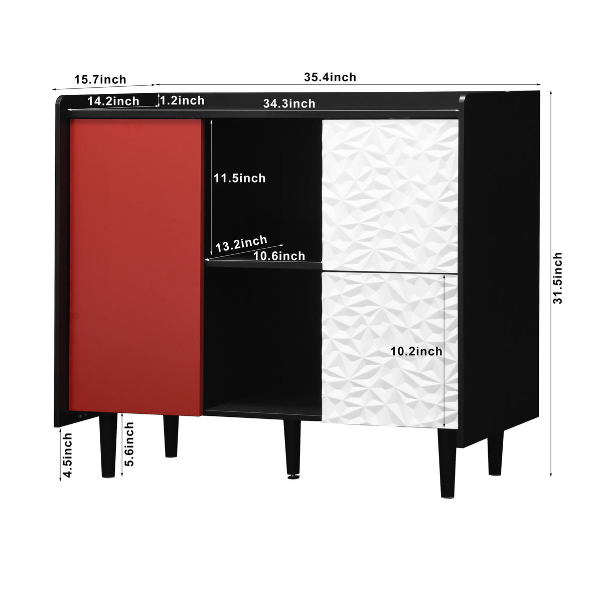 Modern Sideboard Buffet Cabinet With Doors And Unique Panel Styling