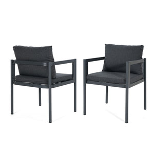 7 Piece Outdoor Dining Set With Table And 6 Chairs - Black / Gray / Teak