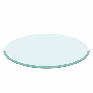 28" Round Tempered Glass Table Top Clear Glass Thick Beveled Polished Edge
