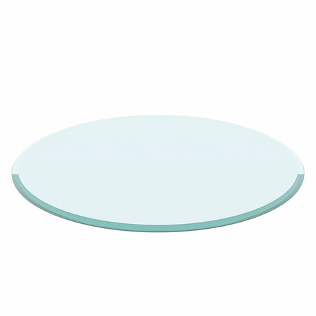28" Round Tempered Glass Table Top Clear Glass Thick Beveled Polished Edge
