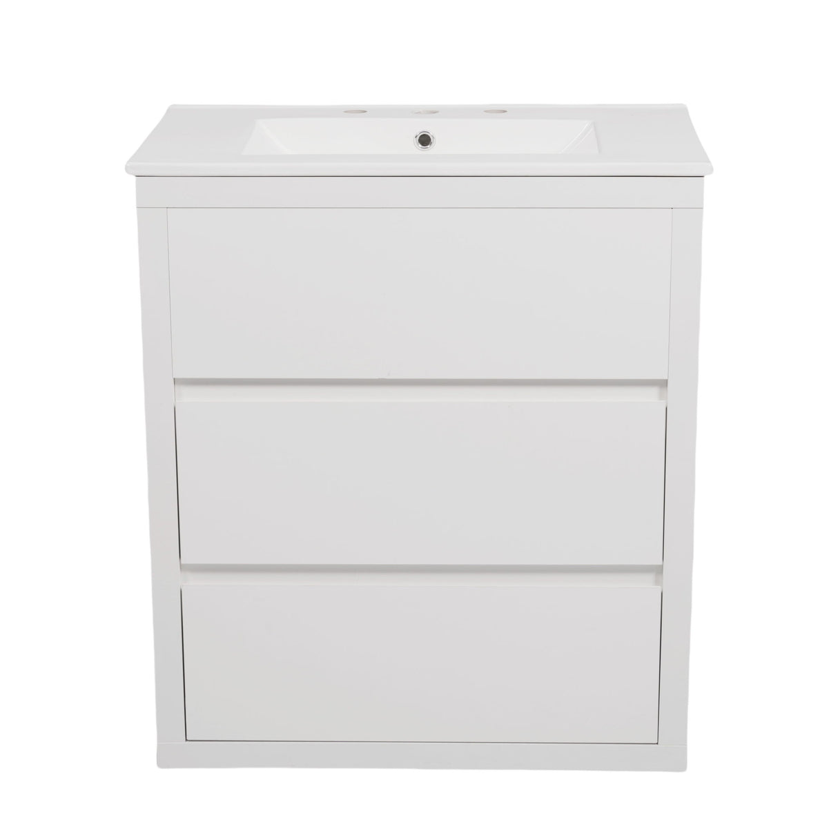 Freestanding Bathroom Vanity With Ceramic Sink, 2 Full Extension Drawers
