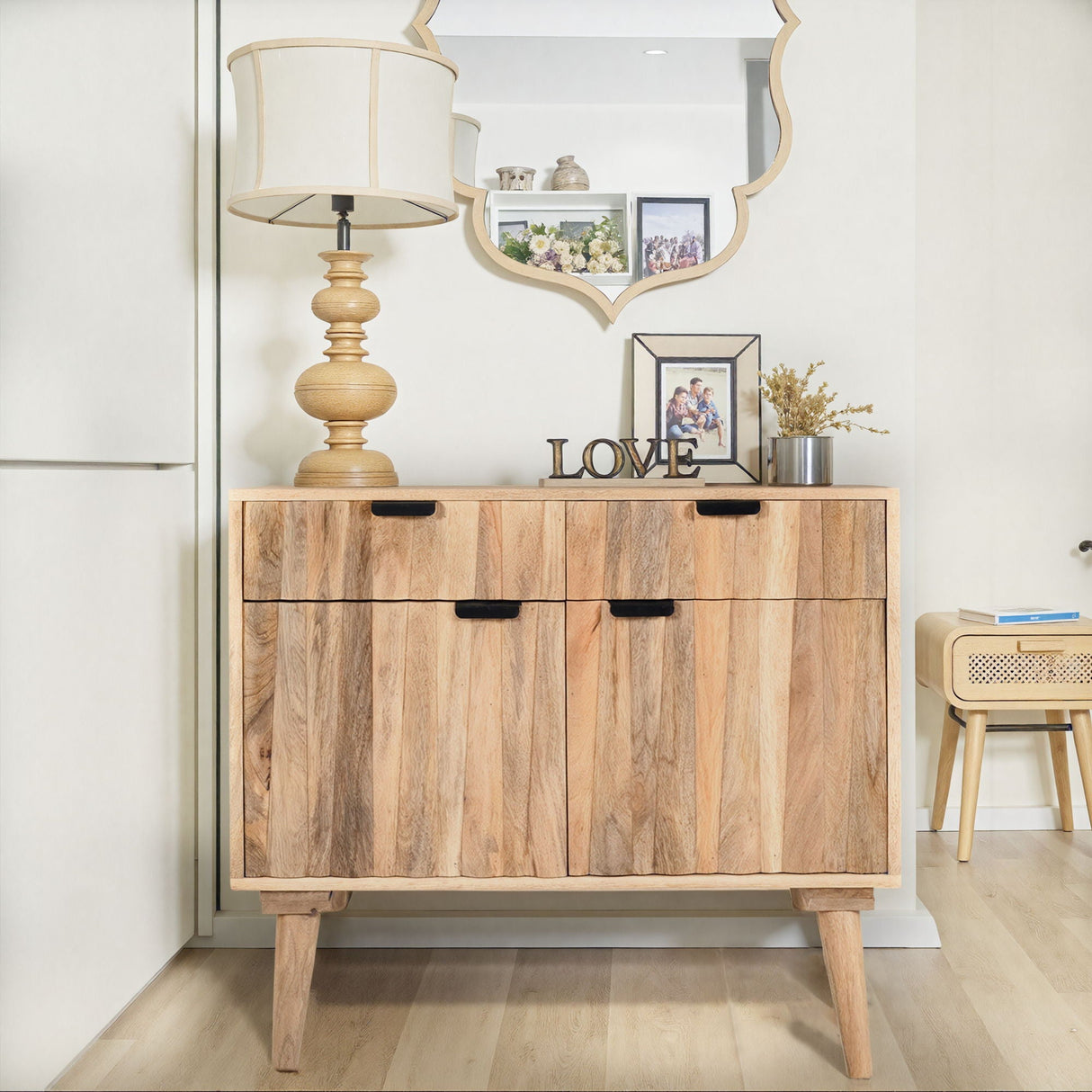 Stylish Style 2 Drawer 2 Door Cabinet, Mango Wood - Natural - Best Buy Furniture