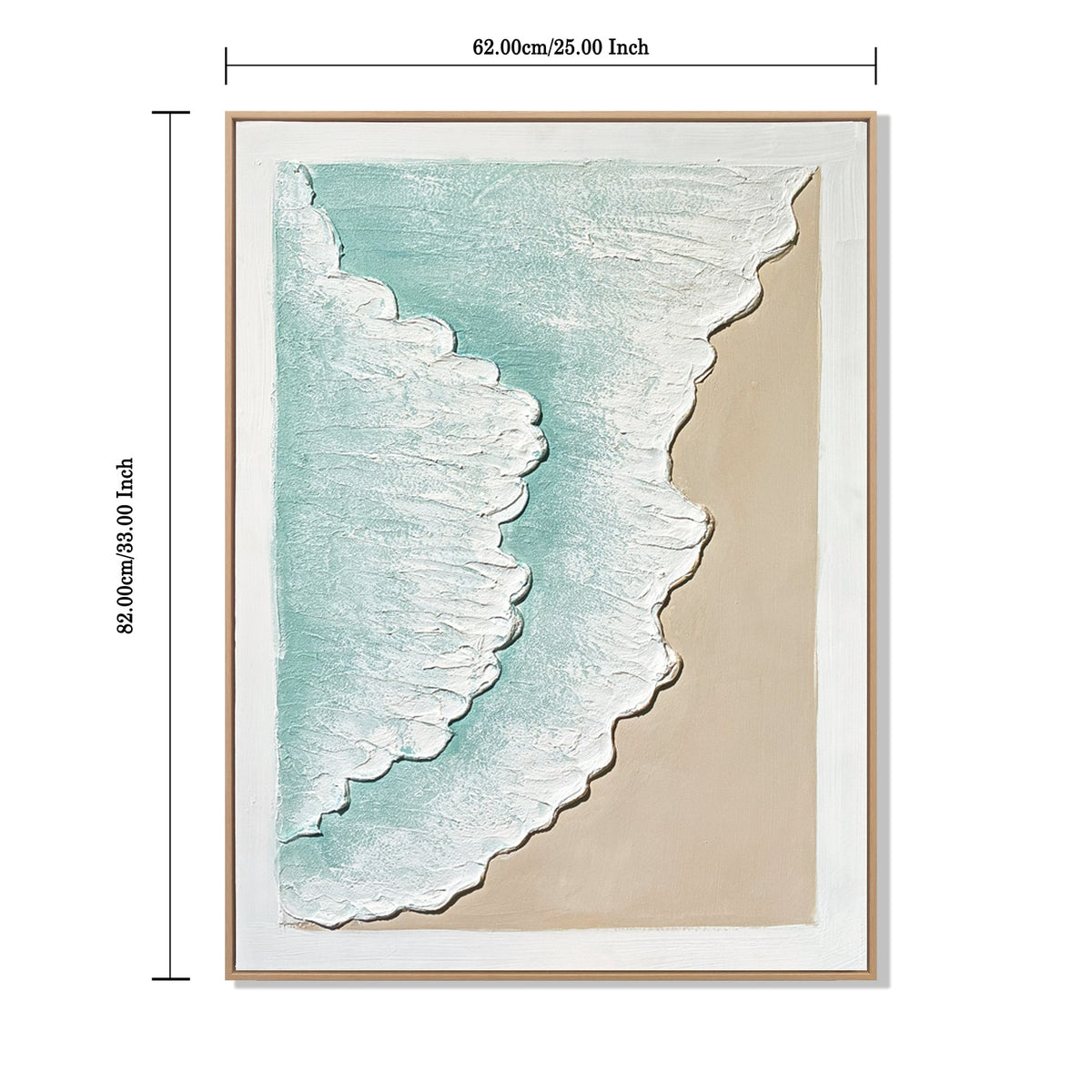 24x32 Framed Ocean Wave Wall Art Set with 3D Plaster Texture - Aqua