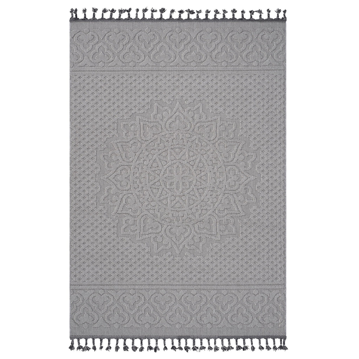 Guros - 8' X 10' Medallion Indoor / Outdoor Area Rug - White / Ivory