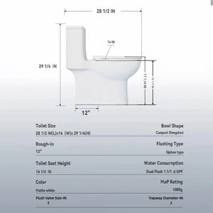 1.1/1.6 GPF Tornado Flush One-Piece Toilet with Comfort Chair Seat ADA Height 17"