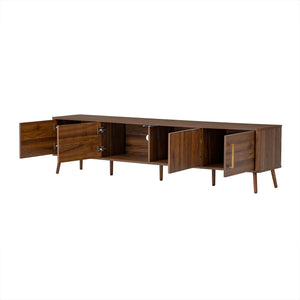 TV Stand For TVs Up To 85" With Fluted Door, Cable Management, Soft-Closing Hinges - Walnut