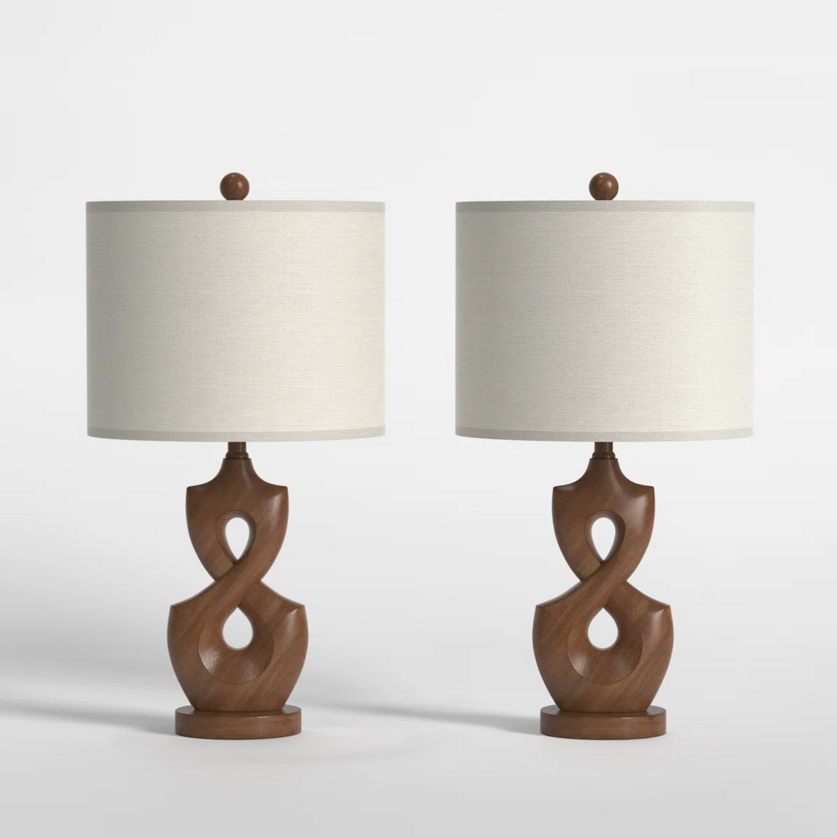 Resin Dimmable Table Lamp Pair with USB Ports, 24.5-Inch, Antique Natural