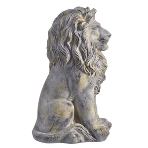 Outdoor Lion Statue with Antique Finish - Stone White
